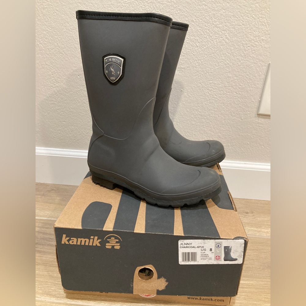Kamik Jenny womens size 8 waterproof rubber boots charcoal gray EUR 39 Canada
